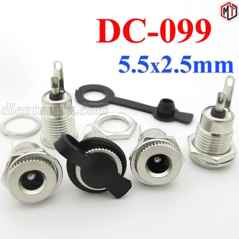 Jack sạc - Jack Nguồn DC-099 chuẩn 5.5mm x 2.5mm (Jack DC Có cao su chống nước)